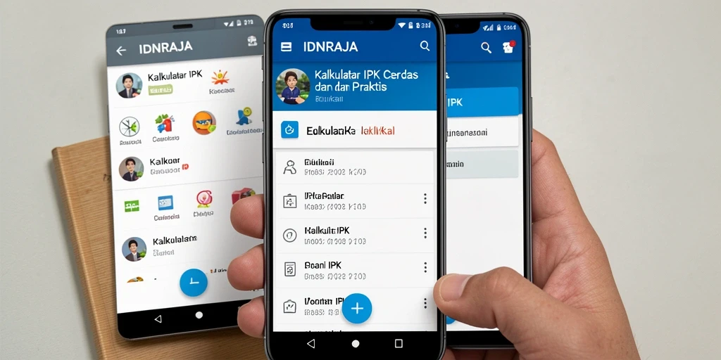 Tampilan antarmuka aplikasi Kalkulator IPK IDNRAJA yang sederhana.