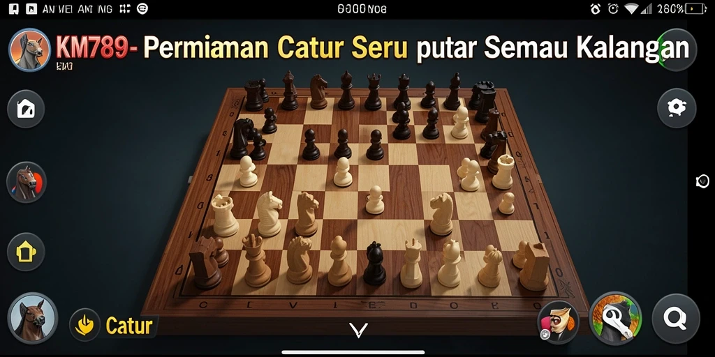 Tampilan antarmuka KM789 dengan papan catur yang interaktif.