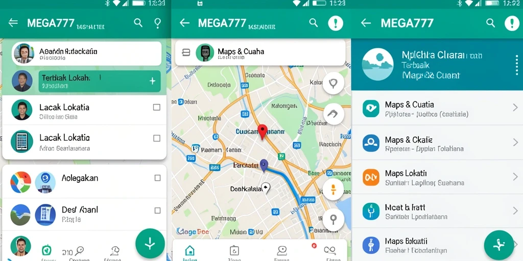 Antarmuka MEGA777 yang menampilkan peta dan lokasi pengguna.