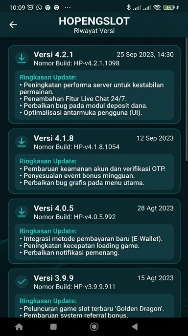 Tampilan riwayat versi hopengslot